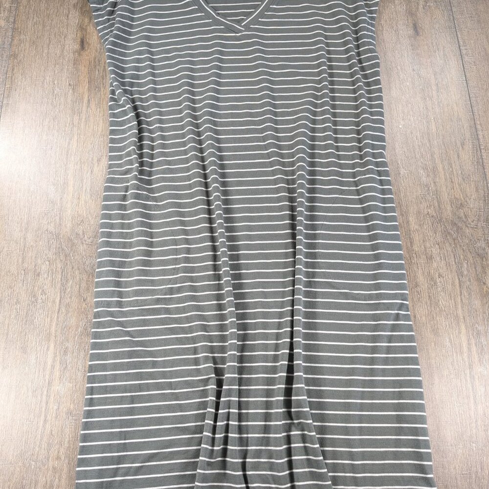 J. Jill Gray and White Striped Midi Dress - Picture 2 of 9